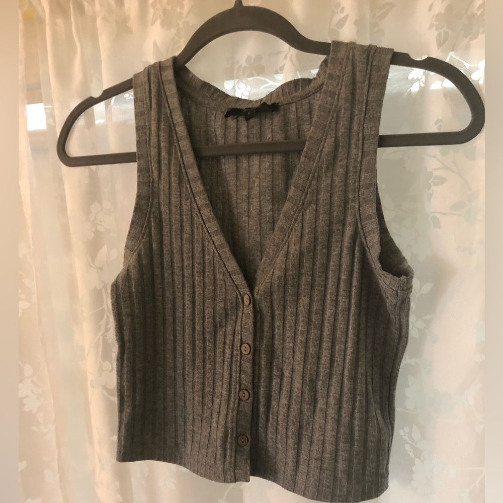 Grey Button Up Tank/vest